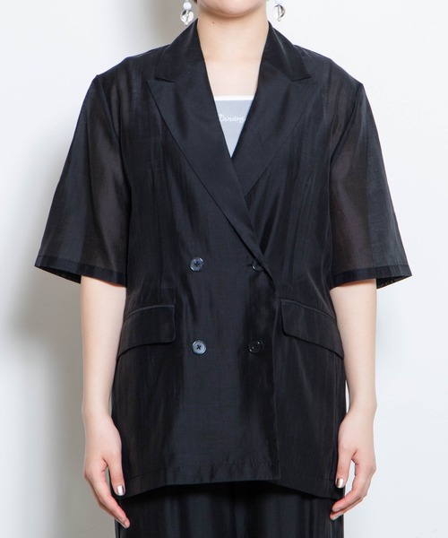 WEGO（ウィゴー）の「WEGO/シアーダブルテーラードジャケット（テーラードジャケット・レディース・ブラック/ブルー・FREE）」の5枚目の写真