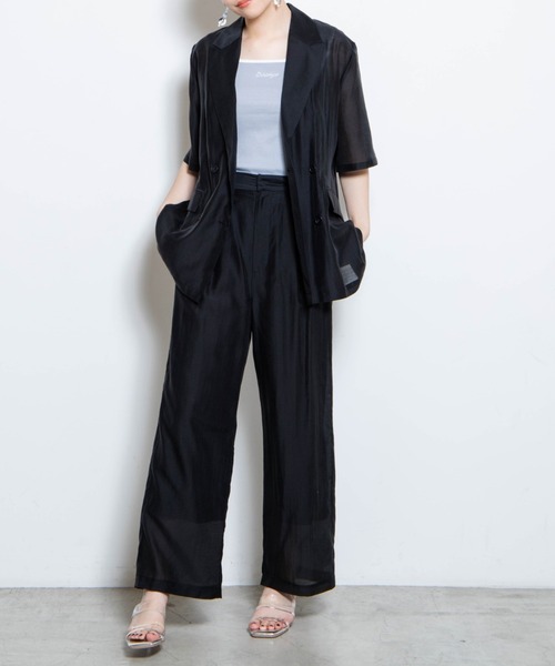 WEGO（ウィゴー）の「WEGO/シアーダブルテーラードジャケット（テーラードジャケット・レディース・ブラック/ブルー・FREE）」の8枚目の写真