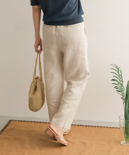 URBAN RESEARCH DOORS（アーバンリサーチドアーズ）の「リネンストライプイージーパンツ（その他パンツ・レディース・ブラック/ベージュ系その他・ONE）」の9枚目の写真