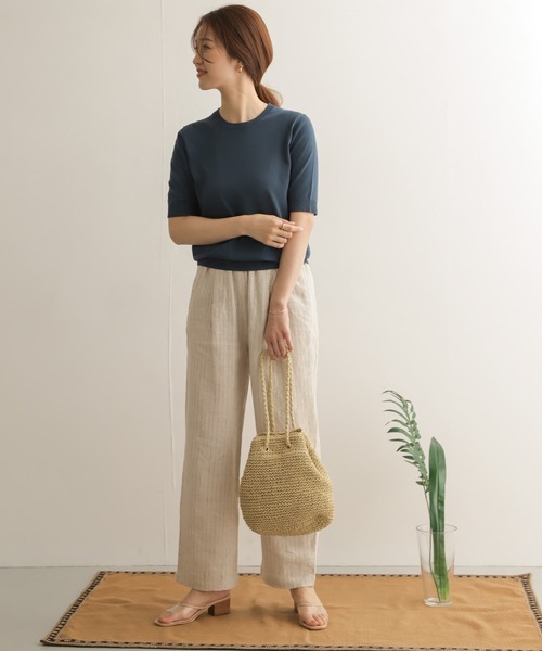 URBAN RESEARCH DOORS（アーバンリサーチドアーズ）の「リネンストライプイージーパンツ（その他パンツ・レディース・ブラック/ベージュ系その他・ONE）」の7枚目の写真