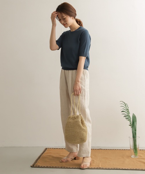 URBAN RESEARCH DOORS（アーバンリサーチドアーズ）の「リネンストライプイージーパンツ（その他パンツ・レディース・ブラック/ベージュ系その他・ONE）」の6枚目の写真