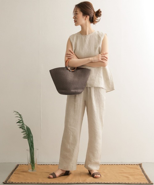 URBAN RESEARCH DOORS（アーバンリサーチドアーズ）の「リネンストライプイージーパンツ（その他パンツ・レディース・ブラック/ベージュ系その他・ONE）」の4枚目の写真