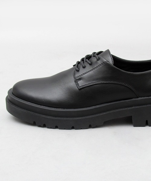 glabella（グラベラ）の「ダブルウェルトデザイン 厚底ソール レースシューズ / フェイクレザー レースアップシューズ（ドレスシューズ・メンズ・ブラック・S/M/L）」の2枚目の写真