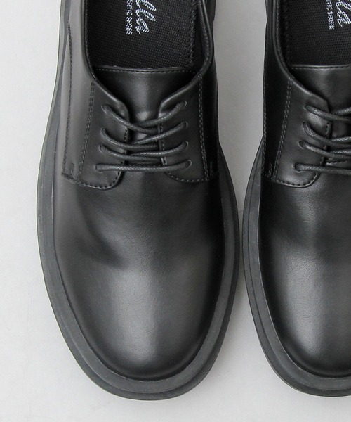 glabella（グラベラ）の「ダブルウェルトデザイン 厚底ソール レースシューズ / フェイクレザー レースアップシューズ（ドレスシューズ・メンズ・ブラック・S/M/L）」の4枚目の写真
