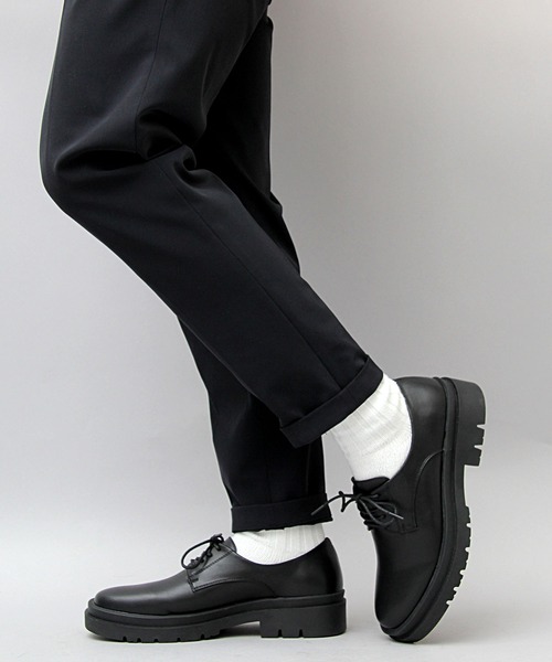 glabella（グラベラ）の「ダブルウェルトデザイン 厚底ソール レースシューズ / フェイクレザー レースアップシューズ（ドレスシューズ・メンズ・ブラック・S/M/L）」の6枚目の写真