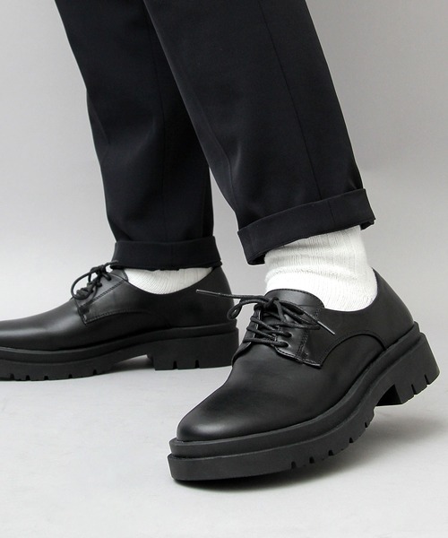 glabella（グラベラ）の「ダブルウェルトデザイン 厚底ソール レースシューズ / フェイクレザー レースアップシューズ（ドレスシューズ・メンズ・ブラック・S/M/L）」の13枚目の写真
