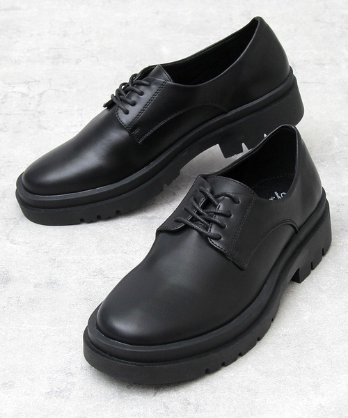 glabella（グラベラ）の「ダブルウェルトデザイン 厚底ソール レースシューズ / フェイクレザー レースアップシューズ（ドレスシューズ・メンズ・ブラック・S/M/L）」の7枚目の写真