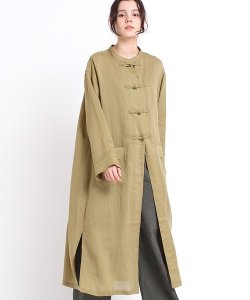 RNA-N（アールエヌエーエヌ）の「D1561 シアーチャイナワンピース（シャツワンピース・レディース・グレイッシュブルー/ライトカーキ/ブラック・MEDIUM）」の17枚目の写真