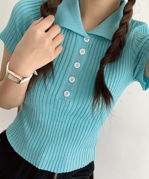 ワイドリブニット半袖ポロシャツ【ZOZOTOWN限定】