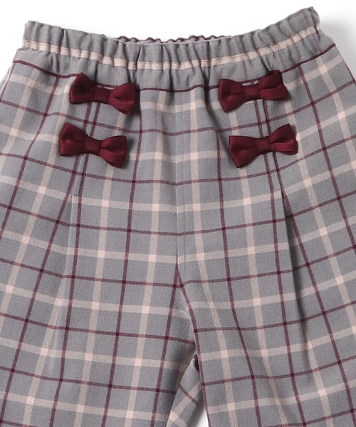 KP(ケーピー)の「リボン付きストレッチ先染めチェックパンツ(100-130cm)(チノパンツ・キッズ・グレー/ブルー・110cm/120cm/100cm/130cm)」の3枚目の写真