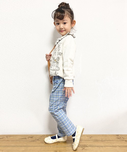 KP(ケーピー)の「リボン付きストレッチ先染めチェックパンツ(100-130cm)(チノパンツ・キッズ・グレー/ブルー・110cm/120cm/100cm/130cm)」の7枚目の写真