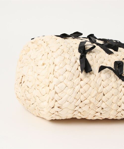 flower（フラワー）の「ナチュラルリボンバッグ（かごバッグ・レディース・ブラック・FREE）」の3枚目の写真
