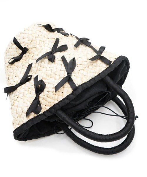 flower（フラワー）の「ナチュラルリボンバッグ（かごバッグ・レディース・ブラック・FREE）」の10枚目の写真