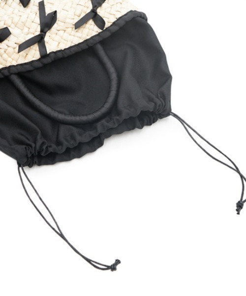 flower（フラワー）の「ナチュラルリボンバッグ（かごバッグ・レディース・ブラック・FREE）」の8枚目の写真