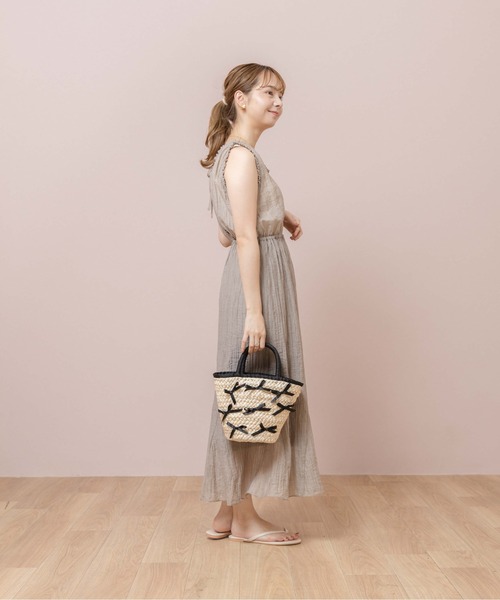 flower（フラワー）の「ナチュラルリボンバッグ（かごバッグ・レディース・ブラック・FREE）」の15枚目の写真