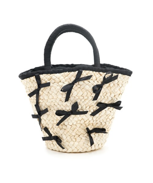 flower（フラワー）の「ナチュラルリボンバッグ（かごバッグ・レディース・ブラック・FREE）」の6枚目の写真