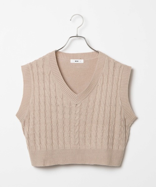 WEGO（ウィゴー）の「WEGO/ケーブルショートニットベスト（ベスト・レディース・ブラック/ベージュ/グリーン/キナリ・FREE）」の14枚目の写真