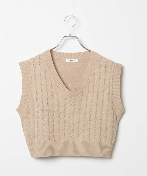 WEGO（ウィゴー）の「WEGO/ケーブルショートニットベスト（ベスト・レディース・ブラック/ベージュ/グリーン/キナリ・FREE）」の11枚目の写真