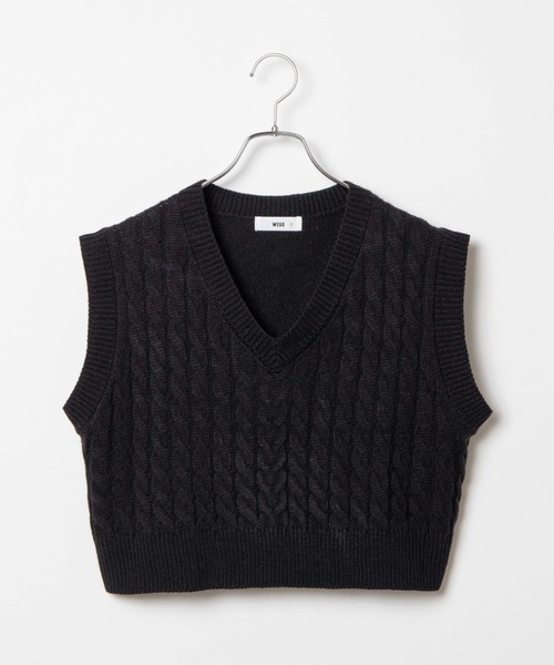 WEGO（ウィゴー）の「WEGO/ケーブルショートニットベスト（ベスト・レディース・ブラック/ベージュ/グリーン/キナリ・FREE）」の7枚目の写真