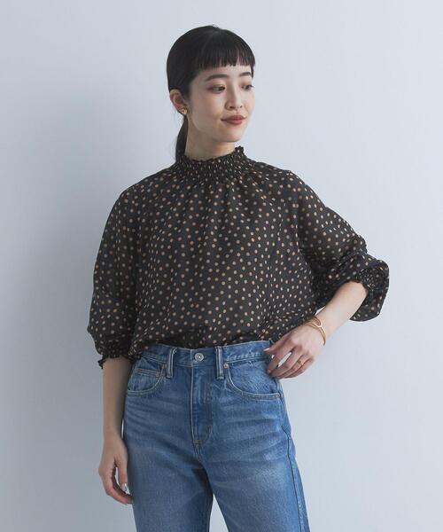 green label relaxing(グリーンレーベルリラクシング)の「ドット ギャザー ブラウス(シャツ/ブラウス・レディース・ブラック/ベージュ・FREE)」の19枚目の写真