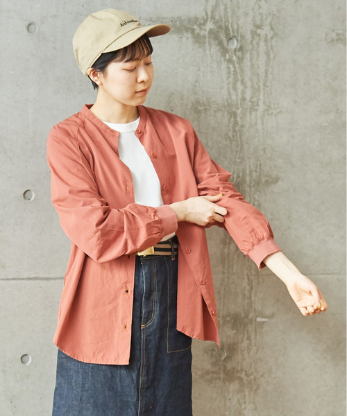 PAR ICI KLASSISK(パーリッシィクラシスク)の「フィンクスブロード伊吹染め 袖リブブラウス (セットアップ対応)(シャツ/ブラウス・レディース・グリーン/アイボリー/レッド・FREE)」の3枚目の写真