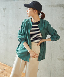 PAR ICI KLASSISK | フィンクスブロード伊吹染め 袖リブブラウス (セットアップ対応)(シャツ/ブラウス)