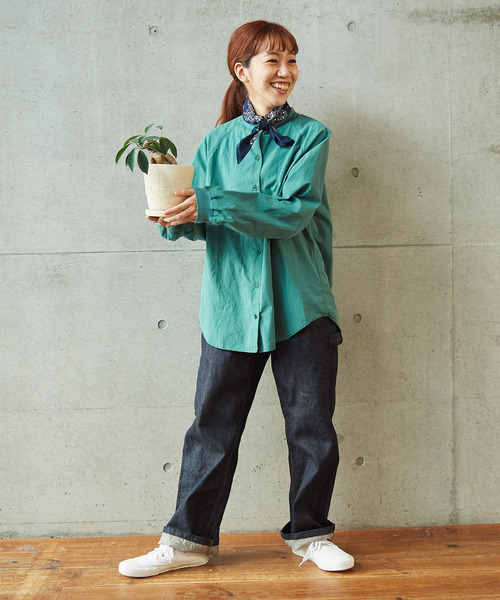 PAR ICI KLASSISK(パーリッシィクラシスク)の「フィンクスブロード伊吹染め 袖リブブラウス (セットアップ対応)(シャツ/ブラウス・レディース・グリーン/アイボリー/レッド・FREE)」の6枚目の写真