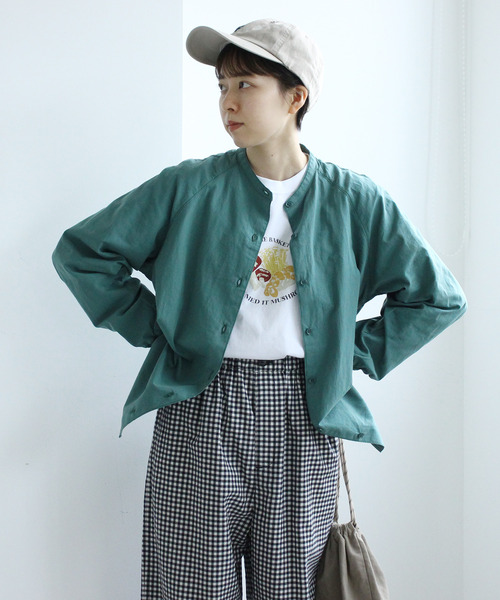 PAR ICI KLASSISK(パーリッシィクラシスク)の「フィンクスブロード伊吹染め 袖リブブラウス (セットアップ対応)(シャツ/ブラウス・レディース・グリーン/アイボリー/レッド・FREE)」の16枚目の写真