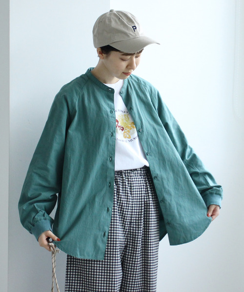 PAR ICI KLASSISK(パーリッシィクラシスク)の「フィンクスブロード伊吹染め 袖リブブラウス (セットアップ対応)(シャツ/ブラウス・レディース・グリーン/アイボリー/レッド・FREE)」の17枚目の写真