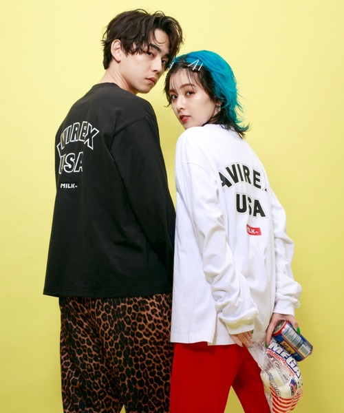 MILKFED.(ミルクフェド)の「【AVIREX × MILKFED.】長袖 Tシャツ/ LONG SLEEVE T-SHIRT / アヴィレックス / ミルクフェド(Tシャツ/カットソー・レディース・ブラック/ホワイト・FREE)」の2枚目の写真
