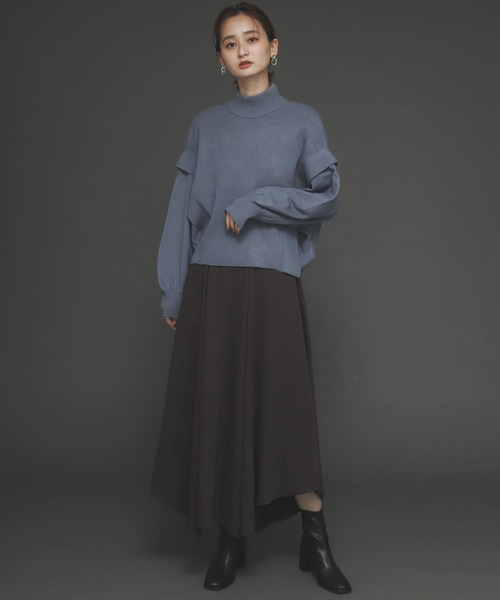 SENSE OF PLACE by URBAN RESEARCH（センスオブプレイスバイアーバンリサーチ）の「ストレッチショルダータックセーター（ニット/セーター・レディース・アイボリー/ブラック/イエロー/ライトカーキ/ブルー・ONE）」の21枚目の写真