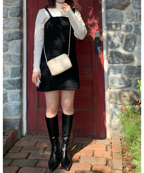 epine（エピヌ）の「tweed ribbon brooch onepiece（ワンピース）」 - WEAR