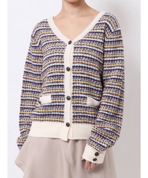 dazzlin（ダズリン）の「ツイードミドルカーディガン（カーディガン/ボレロ・レディース・ベージュ/パープル・FREE）」の8枚目の写真