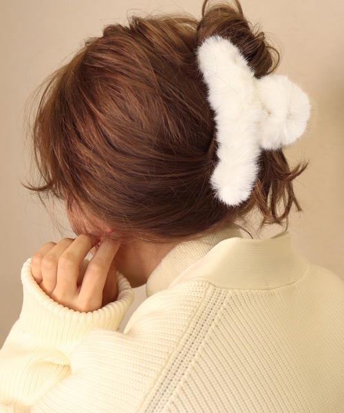 ベビー ヘアクリップG もこもこ ファー ハート ベビー ヘアクリップG もこもこ ファー ハート