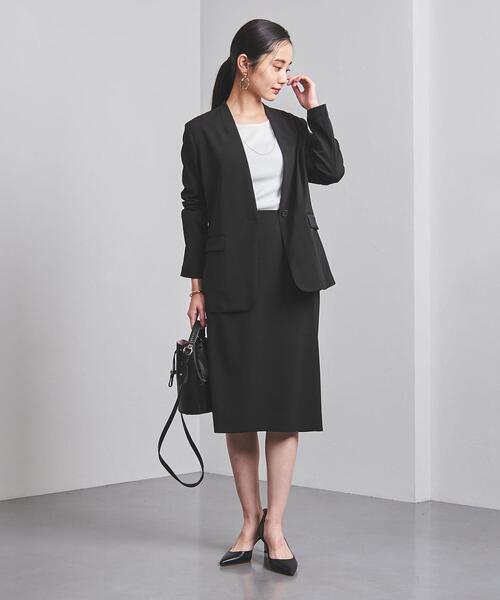 ユナイテッドアローズ FEEL FREE ノーカラー ジャケット スカート 黒 UNITED ARROWS（ユナイテッドアローズ）の「＜UNITED ARROWS