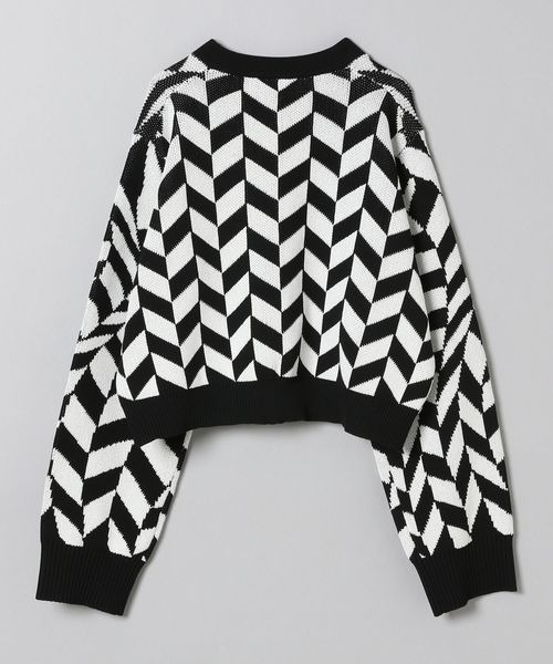 JEANASIS（ジーナシス）の「7Gウェーブチェッカーショートカーディガン/264385（カーディガン/ボレロ・レディース・ブラック系その他/グリーン系その他・FREE）」の5枚目の写真