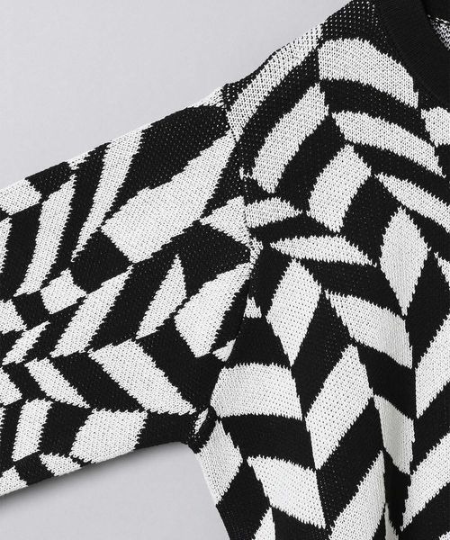 JEANASIS（ジーナシス）の「7Gウェーブチェッカーショートカーディガン/264385（カーディガン/ボレロ・レディース・ブラック系その他/グリーン系その他・FREE）」の7枚目の写真