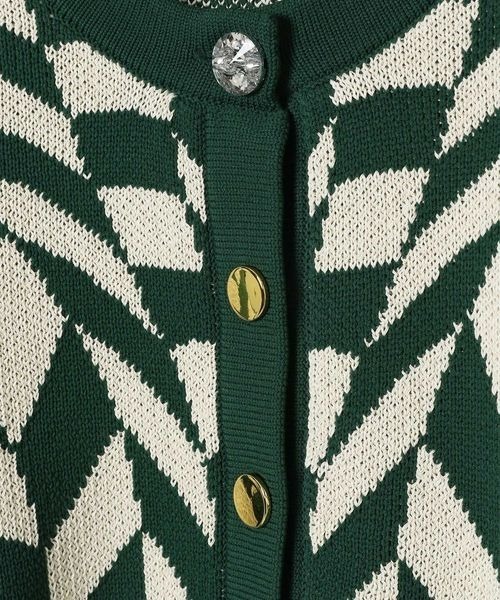 JEANASIS（ジーナシス）の「7Gウェーブチェッカーショートカーディガン/264385（カーディガン/ボレロ・レディース・ブラック系その他/グリーン系その他・FREE）」の12枚目の写真