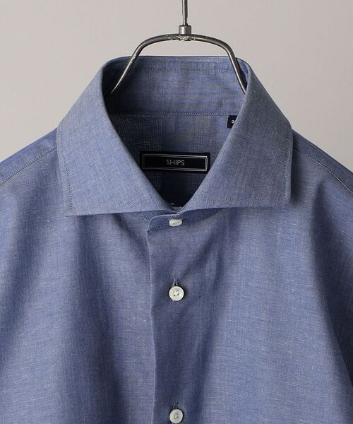 セール】SHIPS：ホリゾンタルカラー アイスコットン ダンガリー シャツ