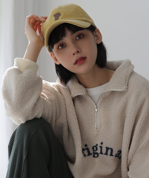 UNE MANSION（ユヌマンション）の「コーデュロイ P キャップ帽子（キャップ・レディース・ホワイト/ブラック/ブラウン/レッド/イエロー・ONE SIZE）」の6枚目の写真