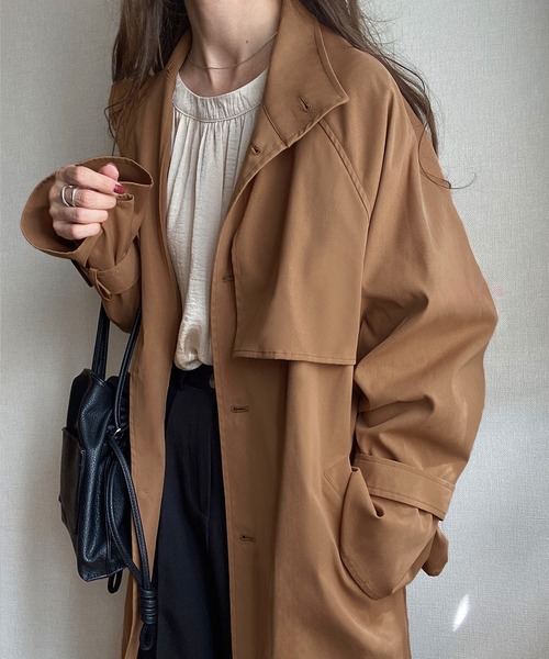 JUNOAH（ジュノア）の「スタンドカラーオーバーサイズコート（トレンチ