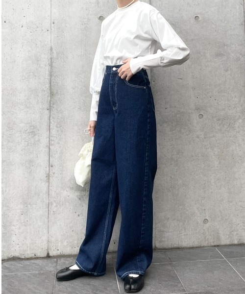 PERNA（ペルナ）の「パフスリーブカットソー（Tシャツ/カットソー・レディース・ベージュ/ブラック/ホワイト・FREE）」の12枚目の写真