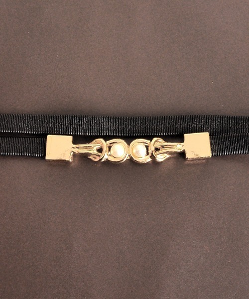 VIBGYOR Women（ヴィブジョー　ウィメン）の「【float】パール ゴム シンプル デザイン ベルト（ベルト・レディース・ブラック/ベージュ/ブラウン・FREE）」の8枚目の写真