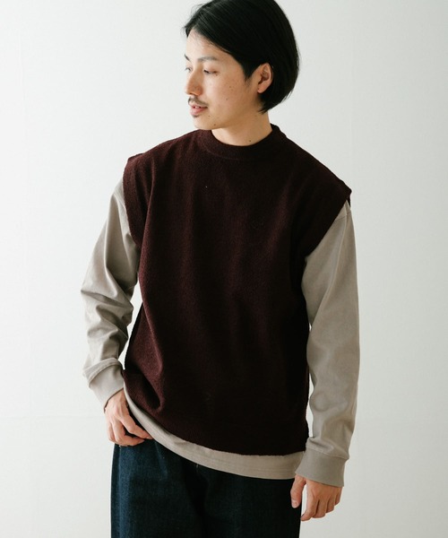 ITEMS URBANRESEARCH(アイテムズ アーバンリサーチ)の「マシンウォッシャブル ブークレニットベスト(ニット/セーター・メンズ・ブラウン/グリーン/ブラック・LARGE/MEDIUM)」の1枚目の写真