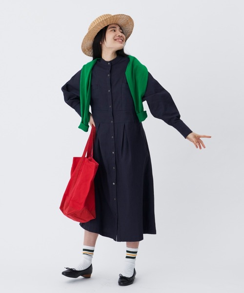 Libra Cue(リブラ キュー)の「ドットボタンミリタリーワンピース/トールサイズ展開あり(ワンピース・レディース・ベージュ/ネイビー・1/2)」の5枚目の写真