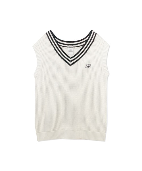 ANDGEEBEE（アンジービー）の「UNISEX ラインニットベスト（ベスト・レディース・ネイビー/ホワイト・MEDIUM）」の14枚目の写真