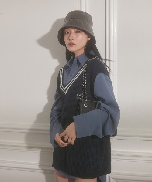 ANDGEEBEE（アンジービー）の「UNISEX ラインニットベスト（ベスト・レディース・ネイビー/ホワイト・MEDIUM）」の18枚目の写真