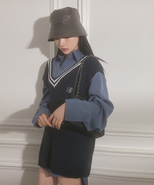 ANDGEEBEE（アンジービー）の「UNISEX ラインニットベスト（ベスト・レディース・ネイビー/ホワイト・MEDIUM）」の19枚目の写真