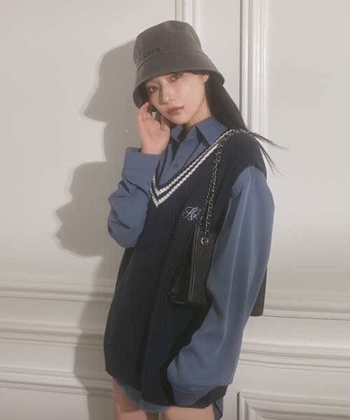 ANDGEEBEE（アンジービー）の「UNISEX ラインニットベスト（ベスト・レディース・ネイビー/ホワイト・MEDIUM）」の20枚目の写真