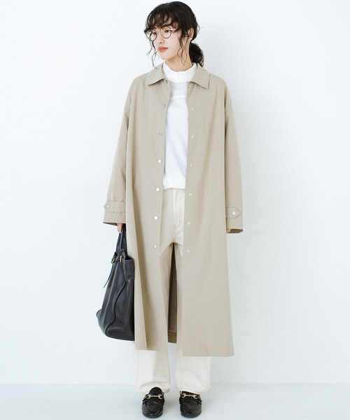 haco!（ハコ）の「今こそ見直す春の定番！カジュアルさと大人っぽさの共存を図る！　軽やかに羽織ってかっこいいステンカラーコートby who made me（ステンカラーコート・レディース・ベージュ・SMALL/MEDIUM/LARGE/X-LARGE）」の5枚目の写真